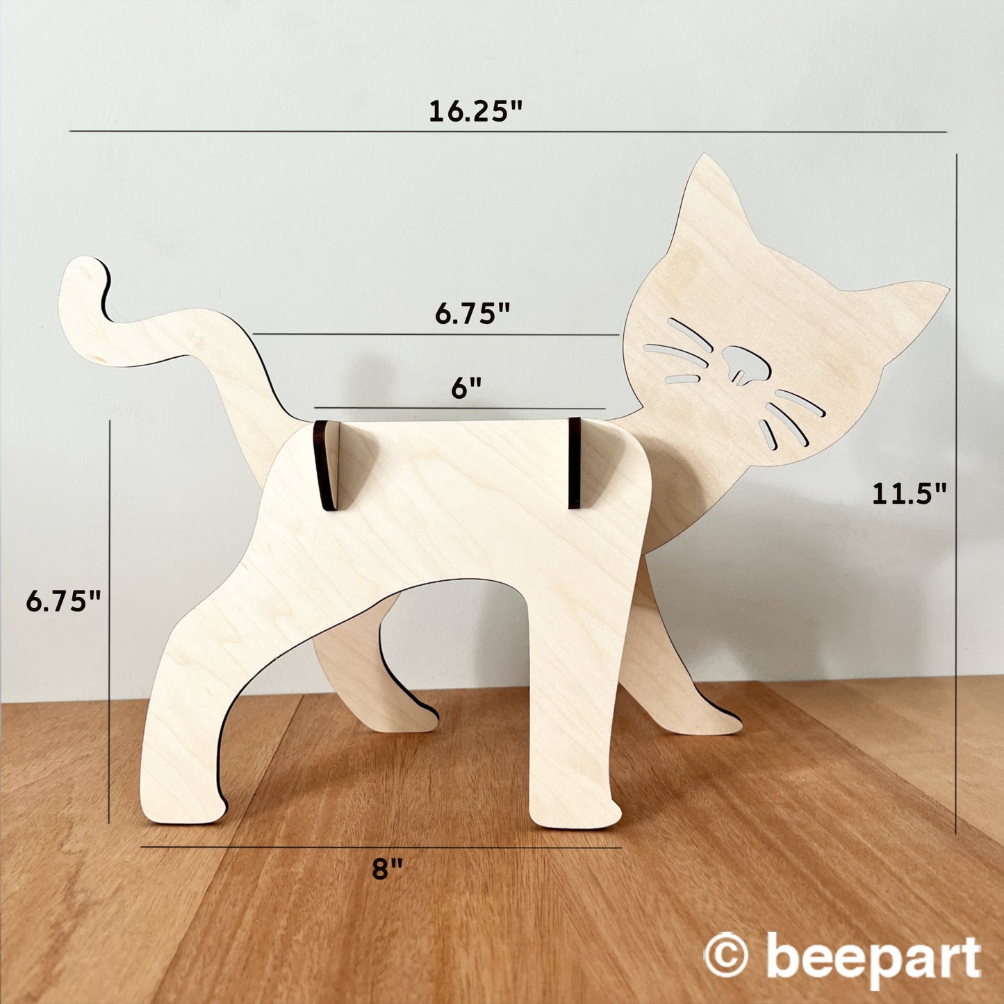 FELIX Cat Shaped Plant Stand | Wood Indoor Plant Holder – Cat Lover Gift