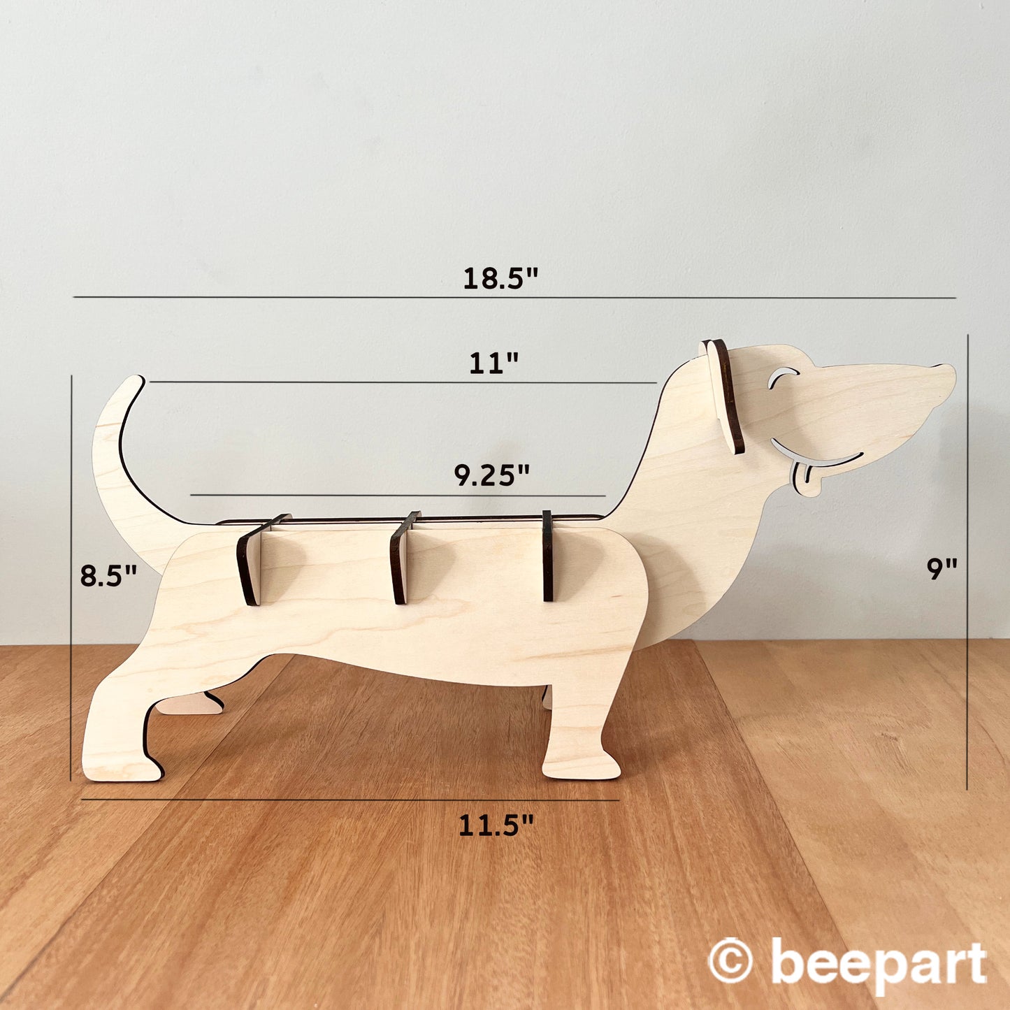 BERNARD Dachshund Plant Stand | Dog Shaped Wood Indoor Plant Holder