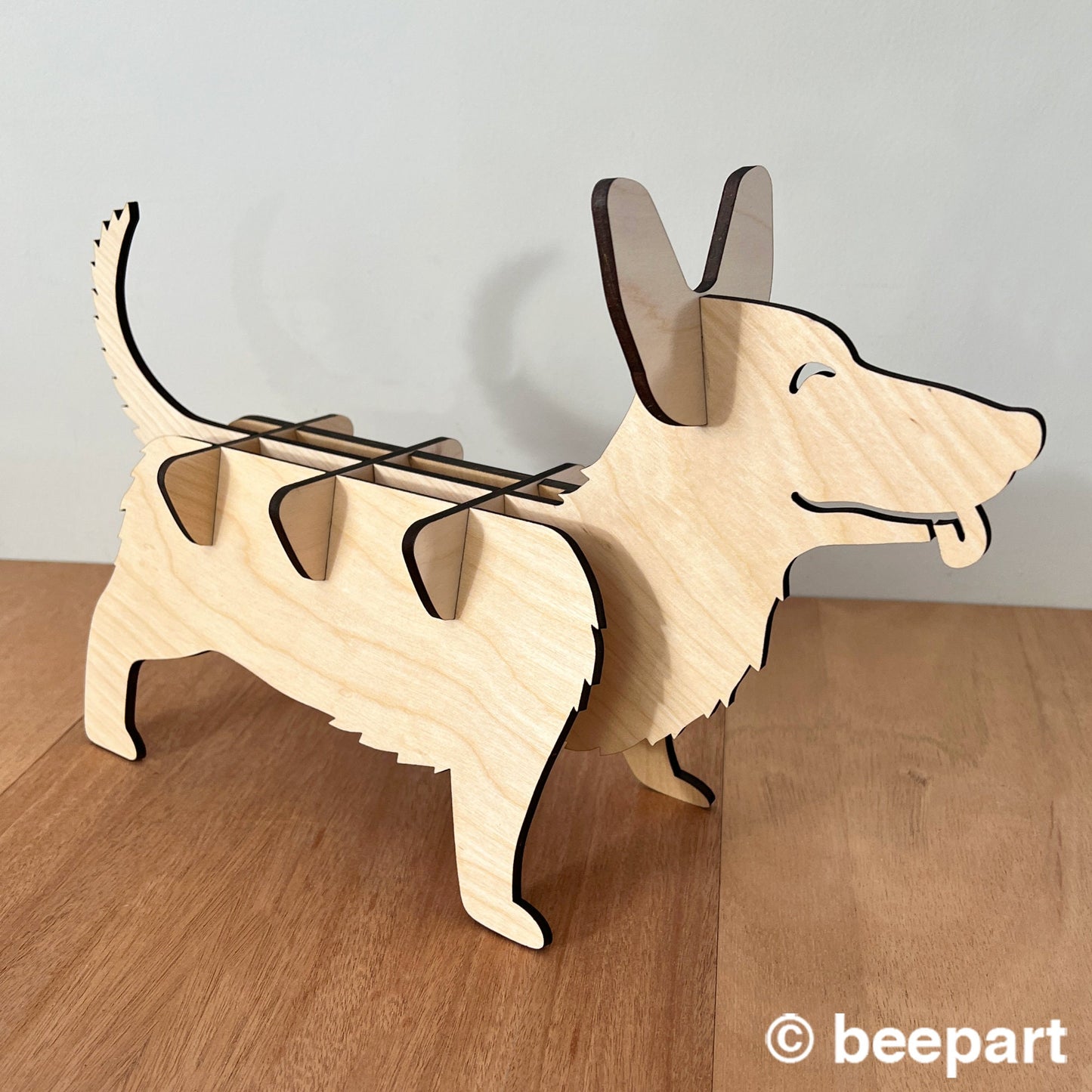 LE CORNICHON Corgi Plant Stand | Dog Shaped Wood Indoor Plant Holder