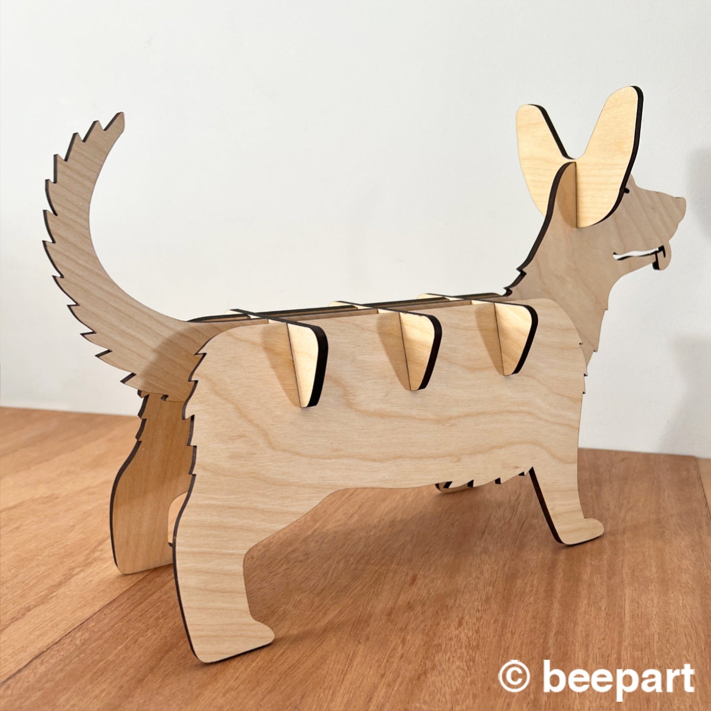LE CORNICHON Corgi Plant Stand | Dog Shaped Wood Indoor Plant Holder