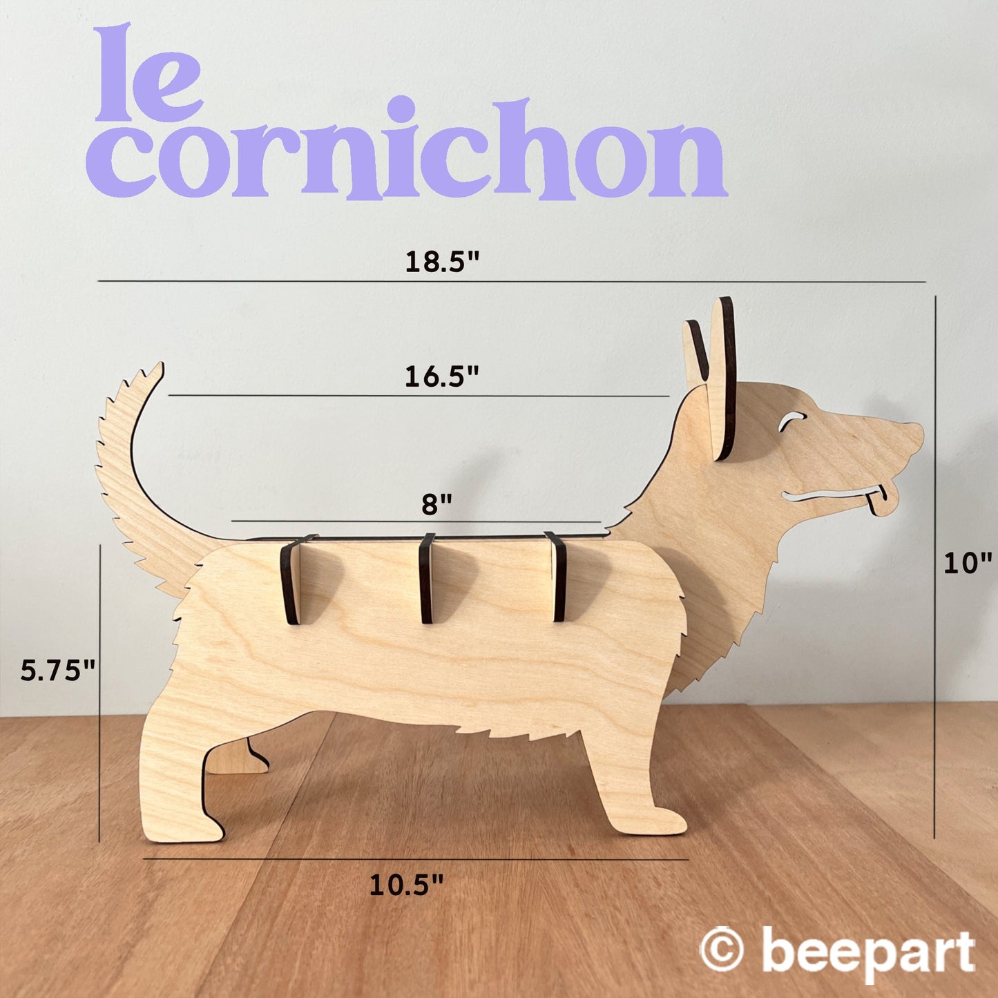 LE CORNICHON Corgi Plant Stand | Dog Shaped Wood Indoor Plant Holder