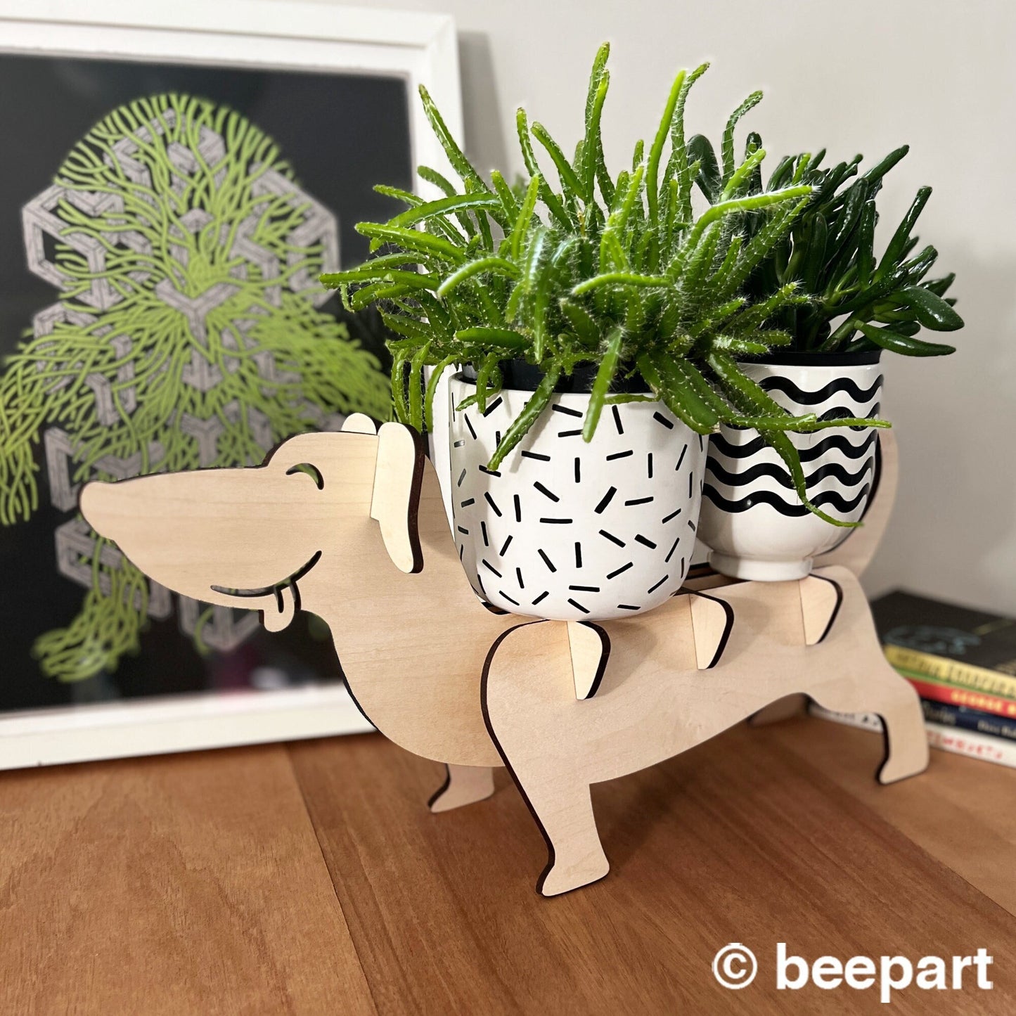 BERNARD Dachshund Plant Stand | Dog Shaped Wood Indoor Plant Holder