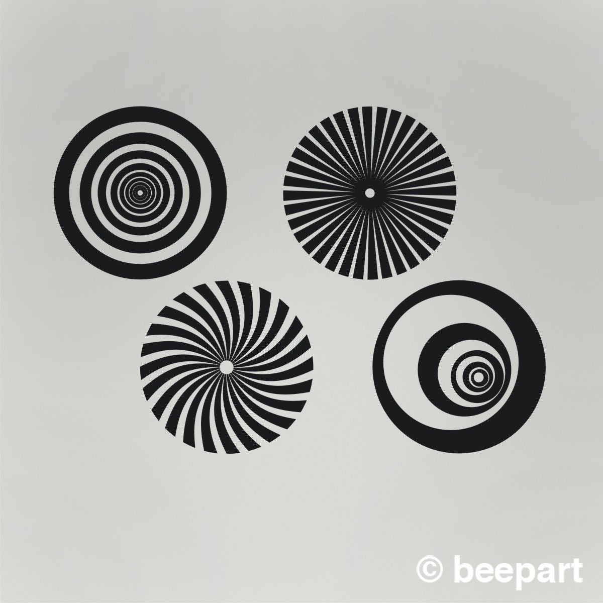 op art wall decal set, optical art sticker, geometric wall decal, optical illusion wall decor, psychedelic vinyl sticker art, FREE SHIPPING