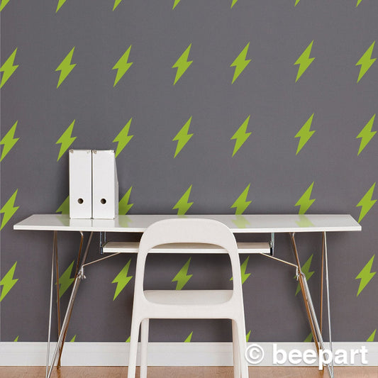lightning bolt wall decal set, lightning bolt pattern stickers, thunder decor, lightning art, rock and roll decor, retro art,  FREE SHIPPING