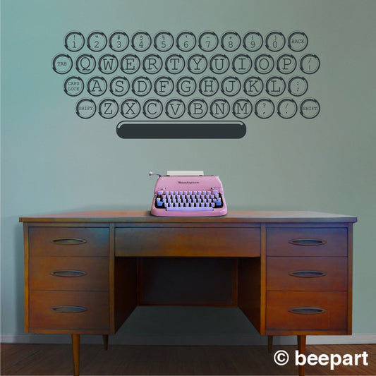 Vintage Typewriter Wall Decal | Writer & Home Office Vinyl Sticker